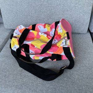 Benefit Cosmetics Duffle Bag Tote Weekend Bag Colorful Faces Artistic Design